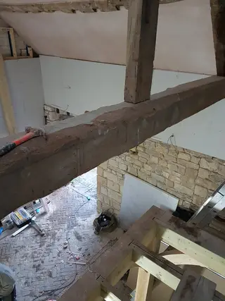 Barn Conversion, Badsey — interior works and mezzanine in progress, December 2017