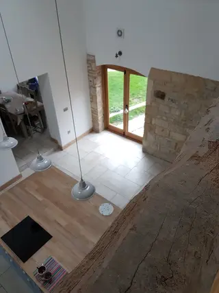 Barn Conversion, Badsey — finished interior with exposed brickwork