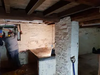 Basement Conversion, Church Lench — existing basement structure before works