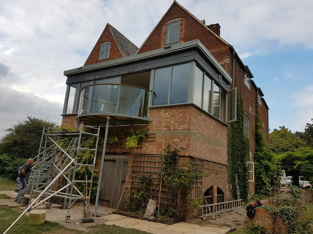 Chadbury Mill, Evesham — mill building exterior during refurbishment, September 2016
