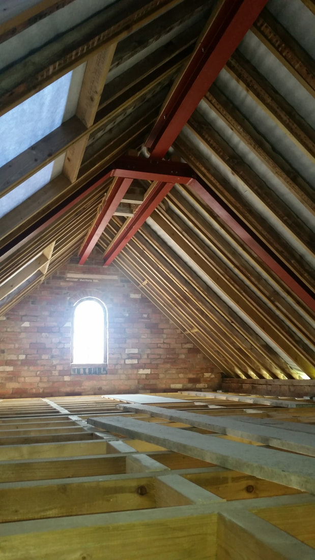 Coach-House, Church Lench — roof structure and Velux window installation
