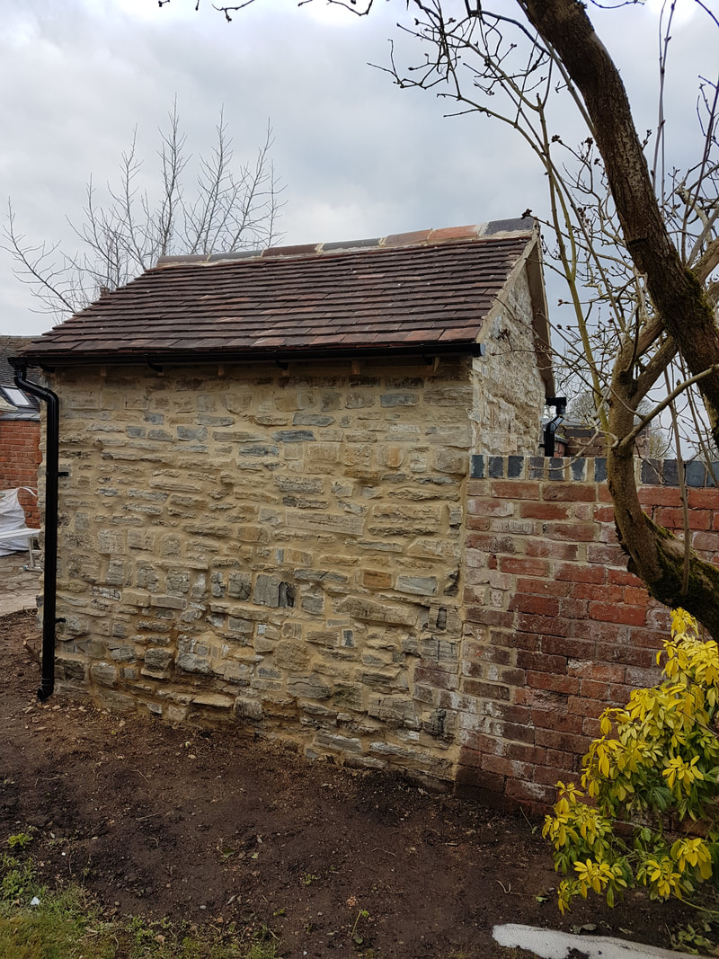 Outbuilding, Church Lench — finished outbuilding exterior, March 2018